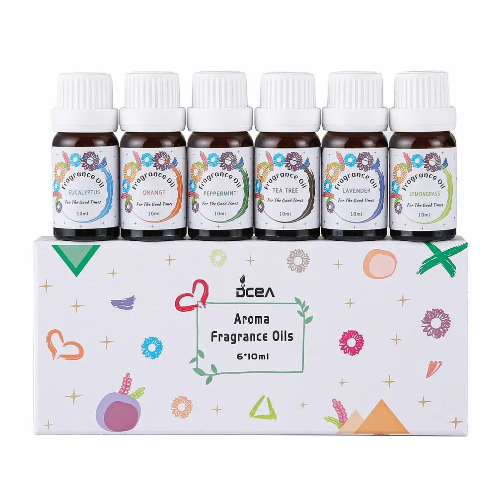 

6pcs Aromatherapy Essential Oil Water Soluble Essential Oil For Anxiety Relief Stress Away Eucalyptus Lemongrass Tea Tree Mint