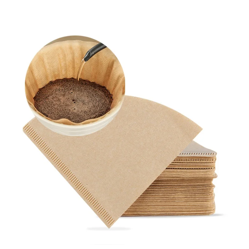 

New 40pcs Coffee Filter PaperCount Coffer Filters Natural Unbleached Original Wooden Drip Paper Cone Shape Espresso Coffee Brew