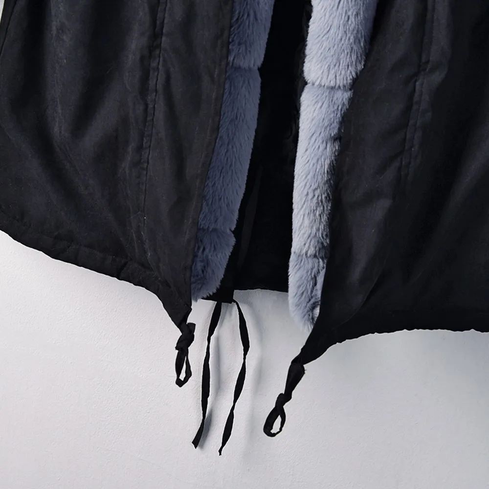 Newly Womens Faux Fur Winter Jacket Parka Hooded Coat Fishtail Overcoat Oversize Long Sleeves Coats Dropship Nov.2