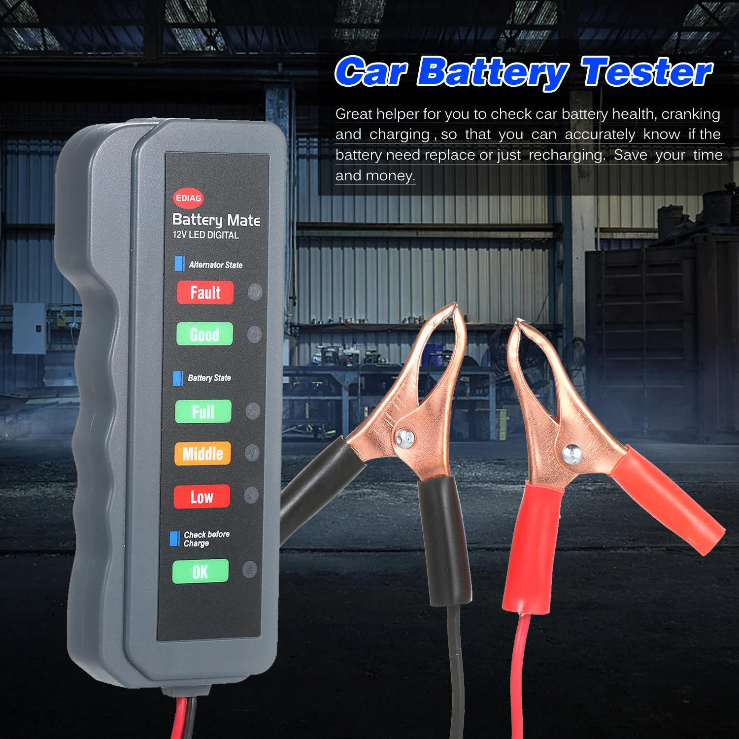 12V автомобиль Батарея генератор переменного тока тестер светодиодный цифровой