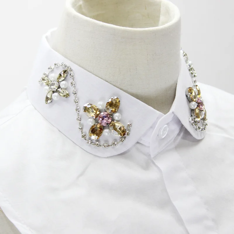 

Linbaiway Women Shirt Fake Collars Cotton White Detachable False Collar Sweater Decoration Faux Col Female Removable Neck Tie