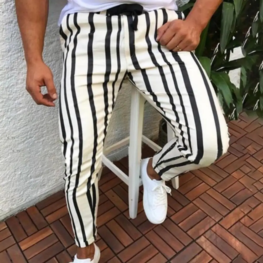 2020 низкая цена повседневные мужские вертикальные полосы печати эластичный пояс