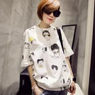 Футболка женская оверсайз с мультяшным принтом, повседневная смешная рубашка в стиле Харадзюку, уличная одежда, Белый Топ