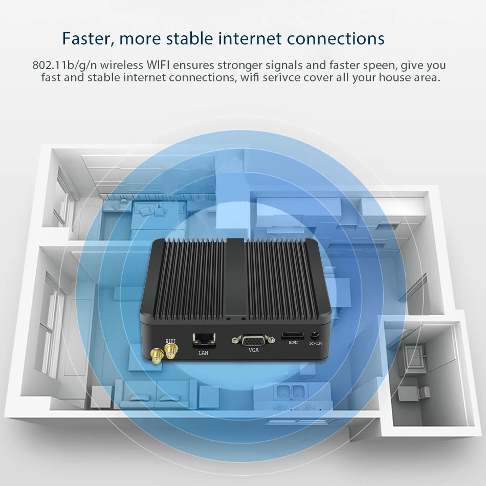 Verkauf OLOEY Fanless Mini Pc Intel Celeron J1900 Win Windows 10 7 Linux Thin Client Minipc Pfsense Micro Lan Port Tv Desktop-Computer