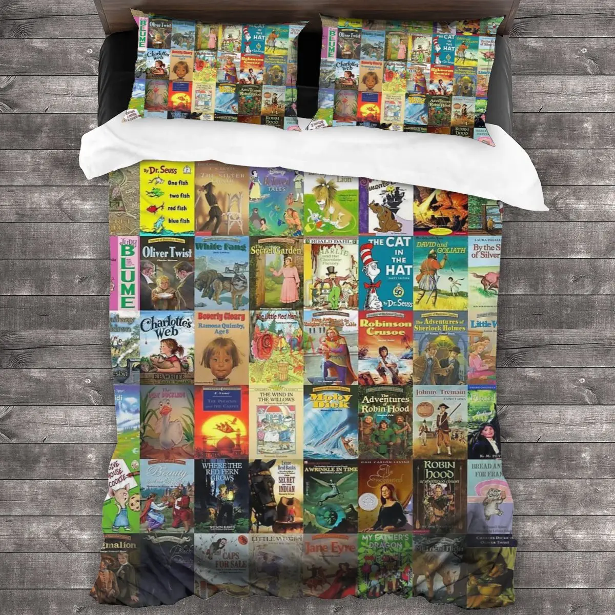 

Childrens Books 100%Pure Cotton Comforter Set with 2 Pillowcase,Soft Microfiber Duvet Cover Set, Bedding Sets Bed Set