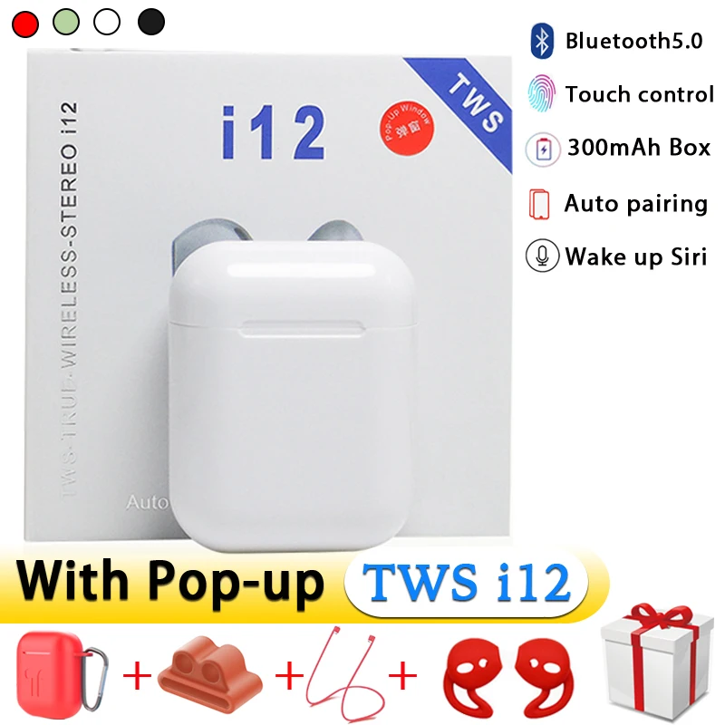Беспроводные Bluetooth наушники i12 TWS спорт телефон Bluetooth 5,0 наушники с наушниками аксессуары чехол для i7s i10 i13 i30 i20 TWS
