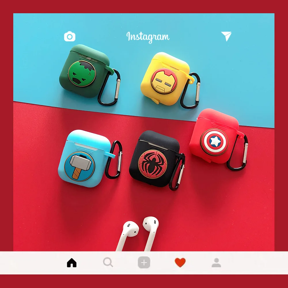 Marvel Человек паук Железный человек Капитан Америка Bluetooth наушники чехол для Airpods 1 2