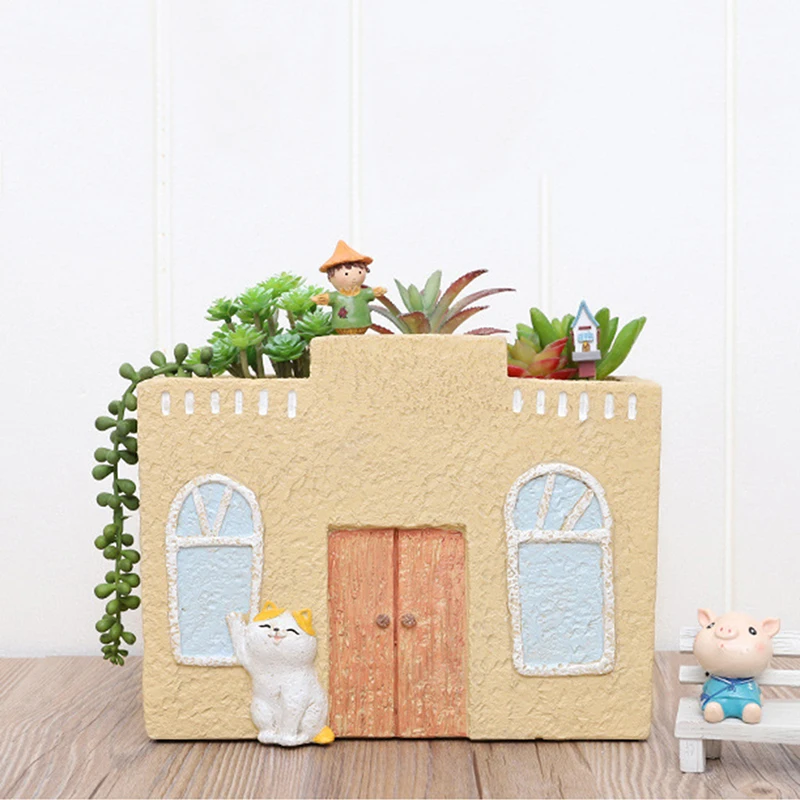 

Ваза для цветов в японском стиле, милый котенок, в форме маленького дома, кашпо для суккулентных растений, для дома, настольное украшение