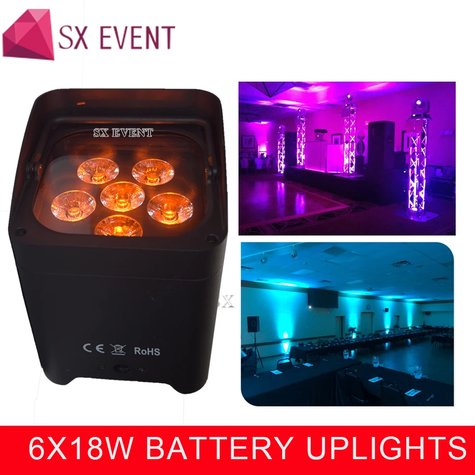DJ 6*18 Вт RGBWA УФ 6 в 1 Светодиодная батарея Par Светильник беспроводной DMX с iOS и Andorid