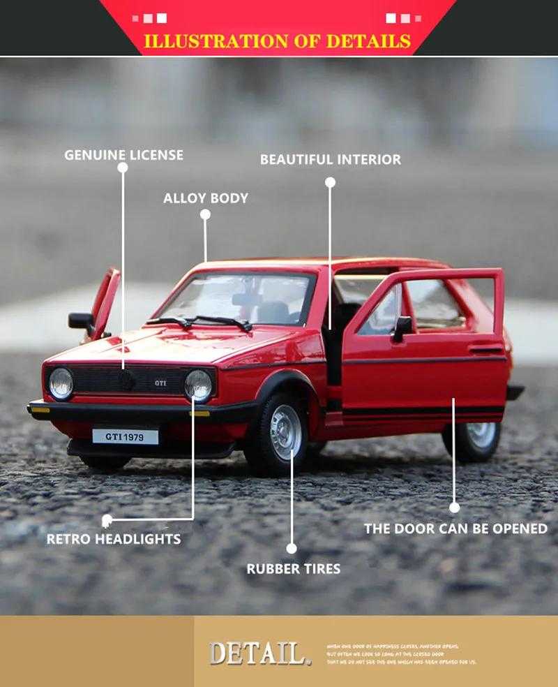 Bburago 1:24 1979 Volkswagen Golf GTI модель автомобиля из сплава Модель автомобиля украшение коллекция Подарочная игрушка