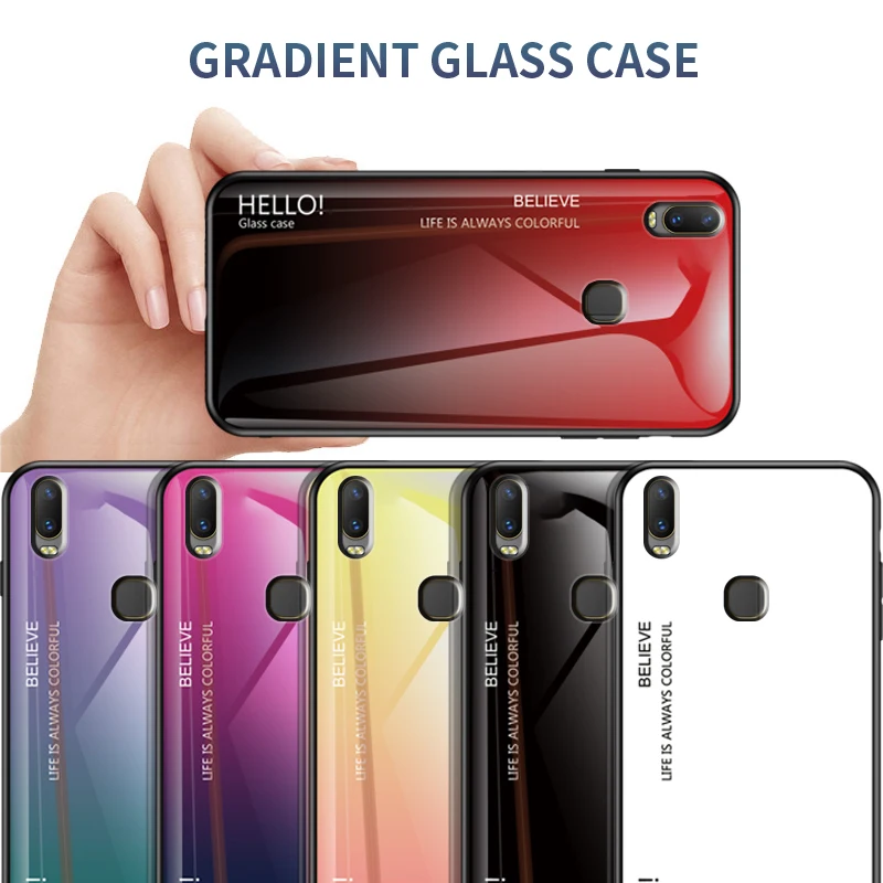 Vivo Y3 Standard Edition Case Luxury Marble Tempered Glass Soft TPU Frame Shockproof Back Cover Y11 2019 Protective | Мобильные