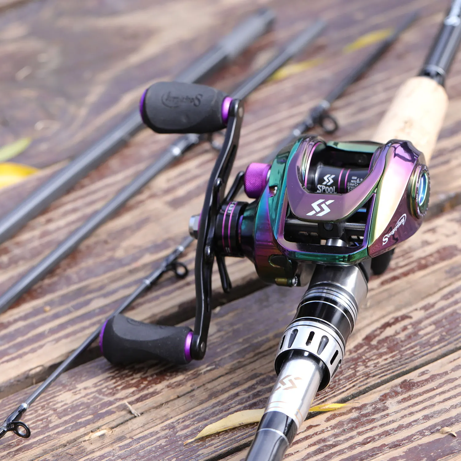 

Sougayilang Portable 4 Section Fishing Combo 1.8m 2.1m Lure Fishing Rod and 9+1BB 6.3:1 High Speed Gear Ratio Baitcasting Reels