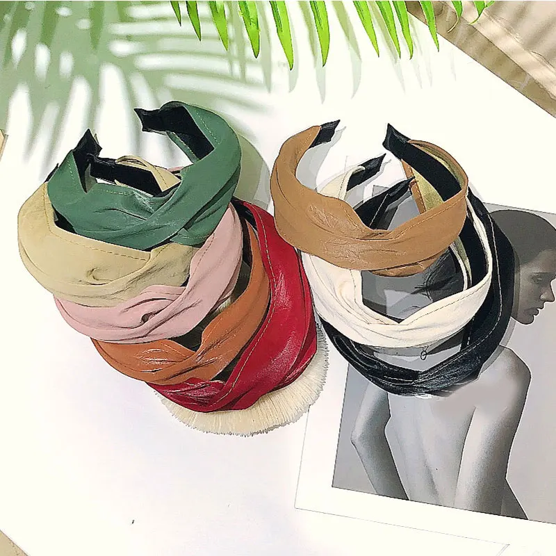 Матовая искусственная кожа и сердечком повязка на голову в винтажном стиле