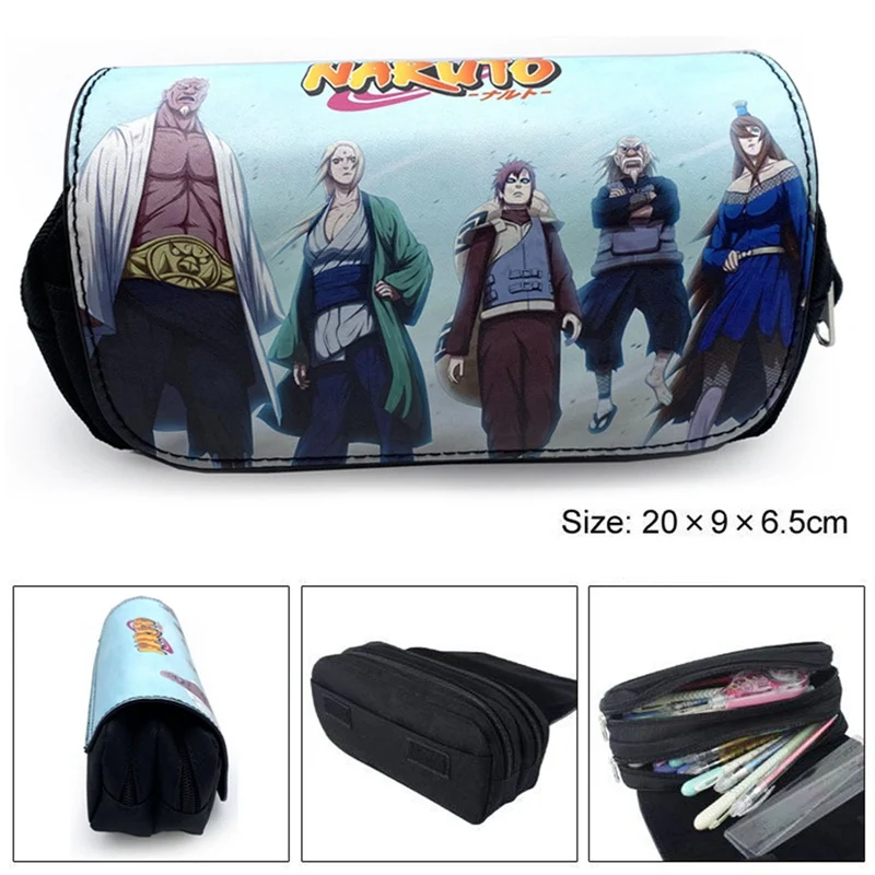 

Anime Naruto Canvas PU Pencil Case Large Capacity Pouch Zippers Makeup Storage Bag Office Pen Holder Organizer Stationery Bag