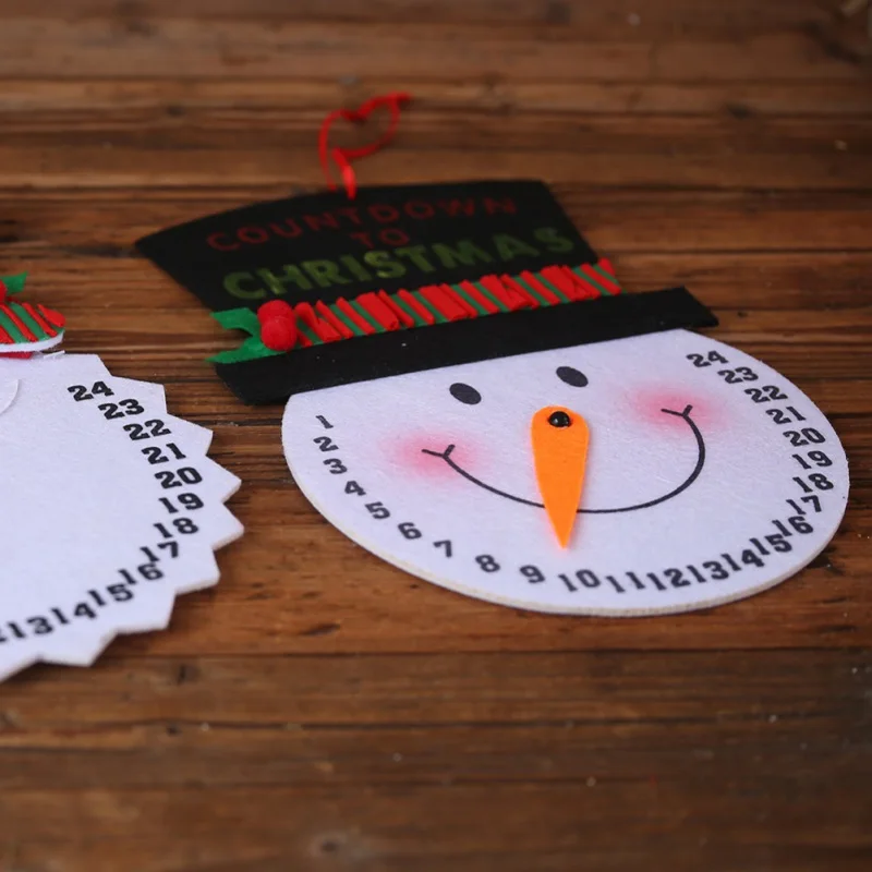 

Christmas Ornament Advent Countdown Clock Calendars Hanging Decoration For Home Non-Woven Santa Claus Snowman Pendant