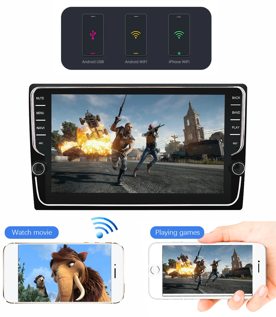 Eunavi 9 дюймов Android 9,0 универсальный автомобильный Радио стерео 4G 64G RK3399 2 din Автомобильный dvd-плеер на основе Android gps навигация wifi BT аудио
