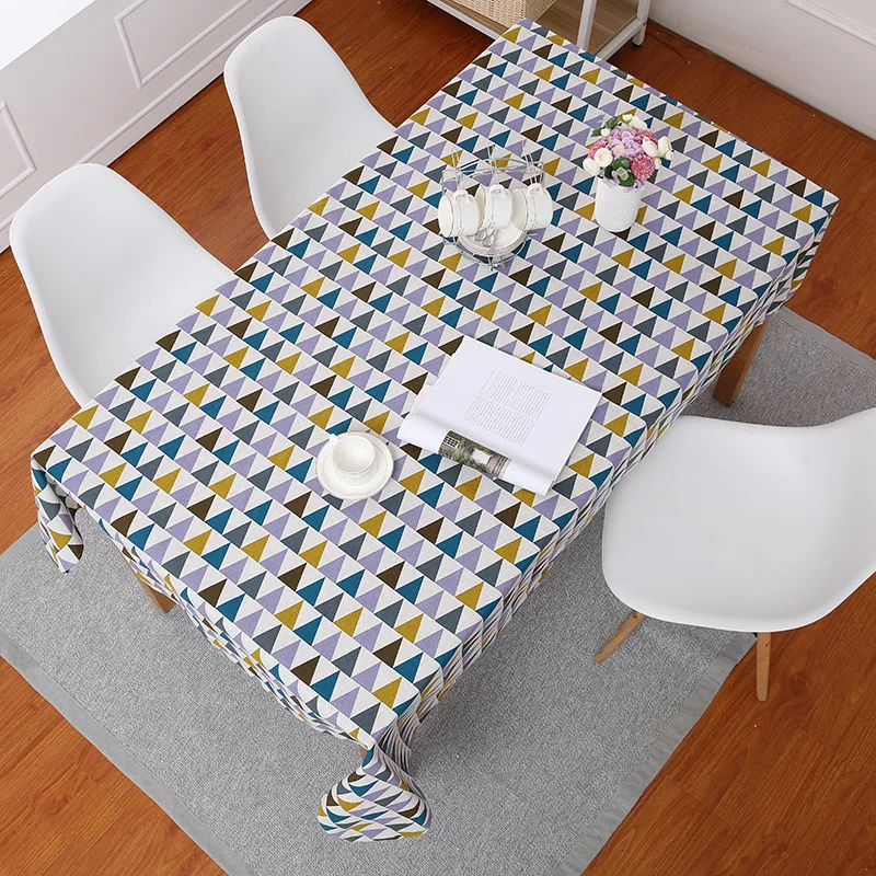 

Nordic Geometric Cotton Linen Tablecloth Home Kitchen Dining Table Dustproof Cloth