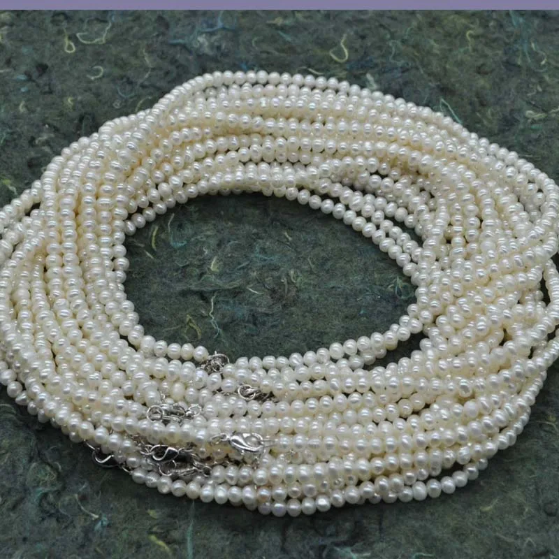 

Natural 4-5mm white freshwater pearl necklace 40cm+3cm Chain lobster clasp