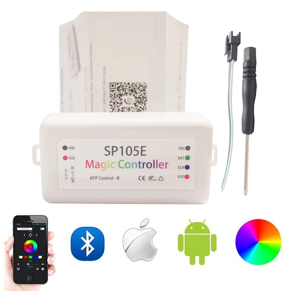Светодиодный Bluetooth контроллер SP105E светодиодной ленты 2048 пикселей WS2811 WS2812B SK6812 APA102