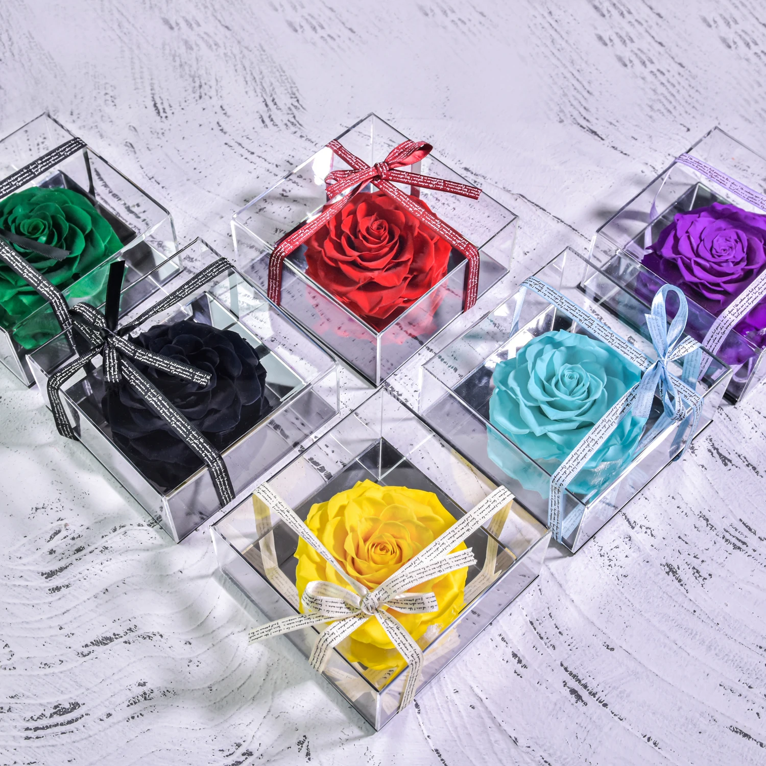 Preserved Roses Forever Eternal Rose Flowers In Mirror Acrylic Box Wedding Birthday Christmas Valentines Gifts for Girlfriend