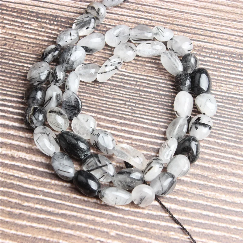Светлые кварцевые бусины с черными волосами Lan Li естественный неправильной формы
