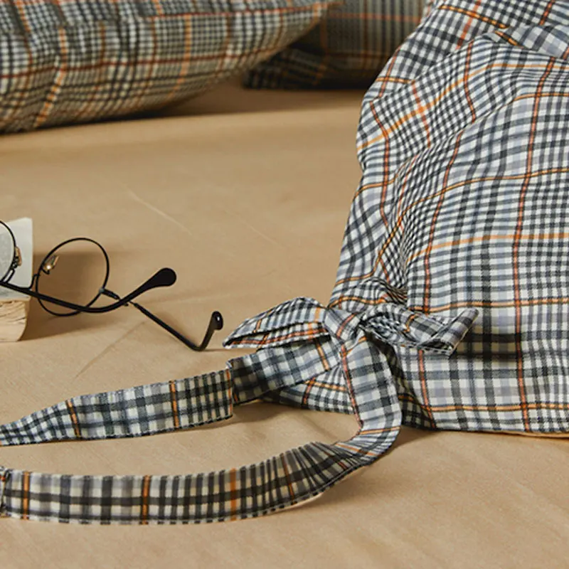 

Retro Plaid Cotton Bedding Set 3/4pcs Single King Queen Bed Sheets Comforter Bed Sets Pillowcase Duvet Cover Simple Lattice