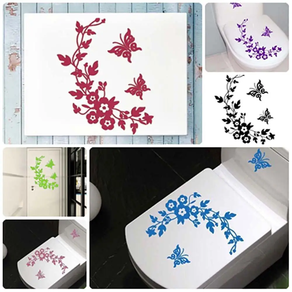 Новая бабочка цветок лоза Настенная Наклейка для ванной комнаты домашнее