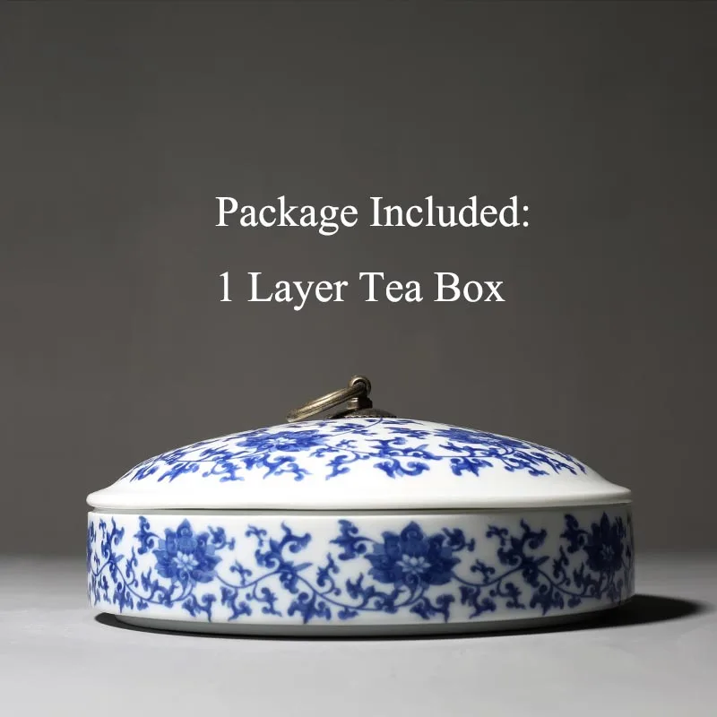 Синий и белый фарфор коробка для чая пуэр китайский контейнер хранения кунг фу