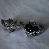 new fashion punk gothic thorns love heart finger rings for women men vintage opened ring party wedding jewelry gifts whole sale