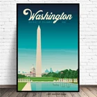 Городской пейзаж, холст, настенная живопись, плакат и принты, Вашингтон, минималистичные постеры для путешествий для гостиной, украшение для дома