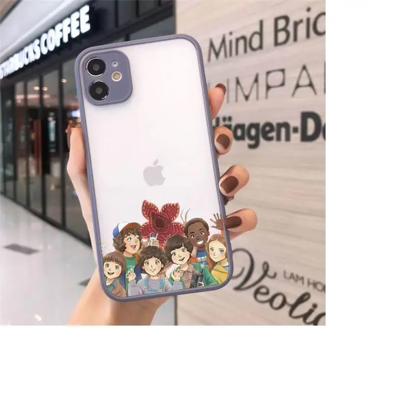 

Stranger things Phone Case For iPhone 12 11 Mini Pro XR XS Max 7 8 Plus X Matte transparent Gray Back Cover