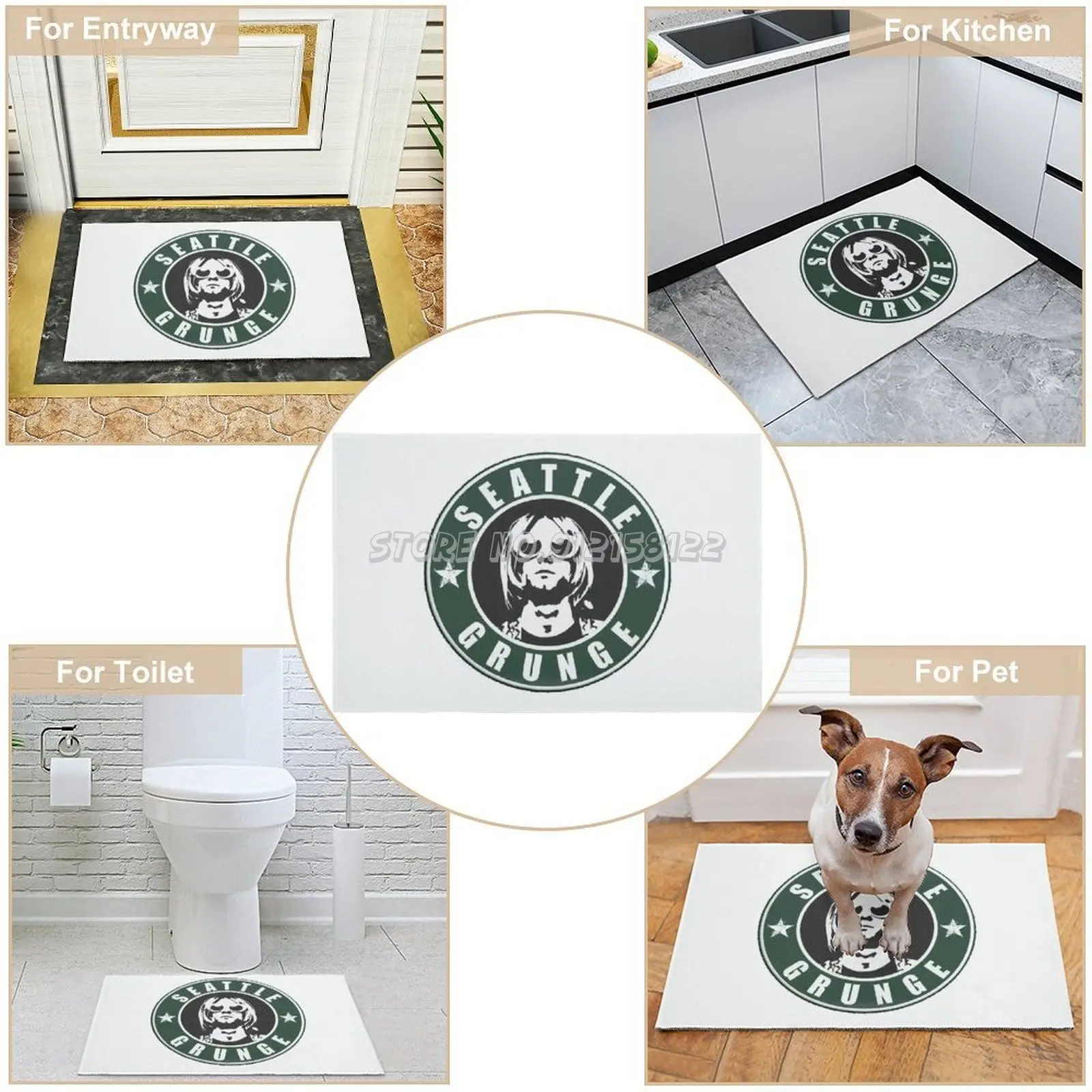 Сиэтл гранж Придверный коврик модный поглощающий воду напольный для ванной