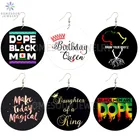 SOMESOOR высказывания молота меланина, печатные африканские деревянные серьги, Черная Королева, волшебные женские петли, висячие украшения для рождественских подарков