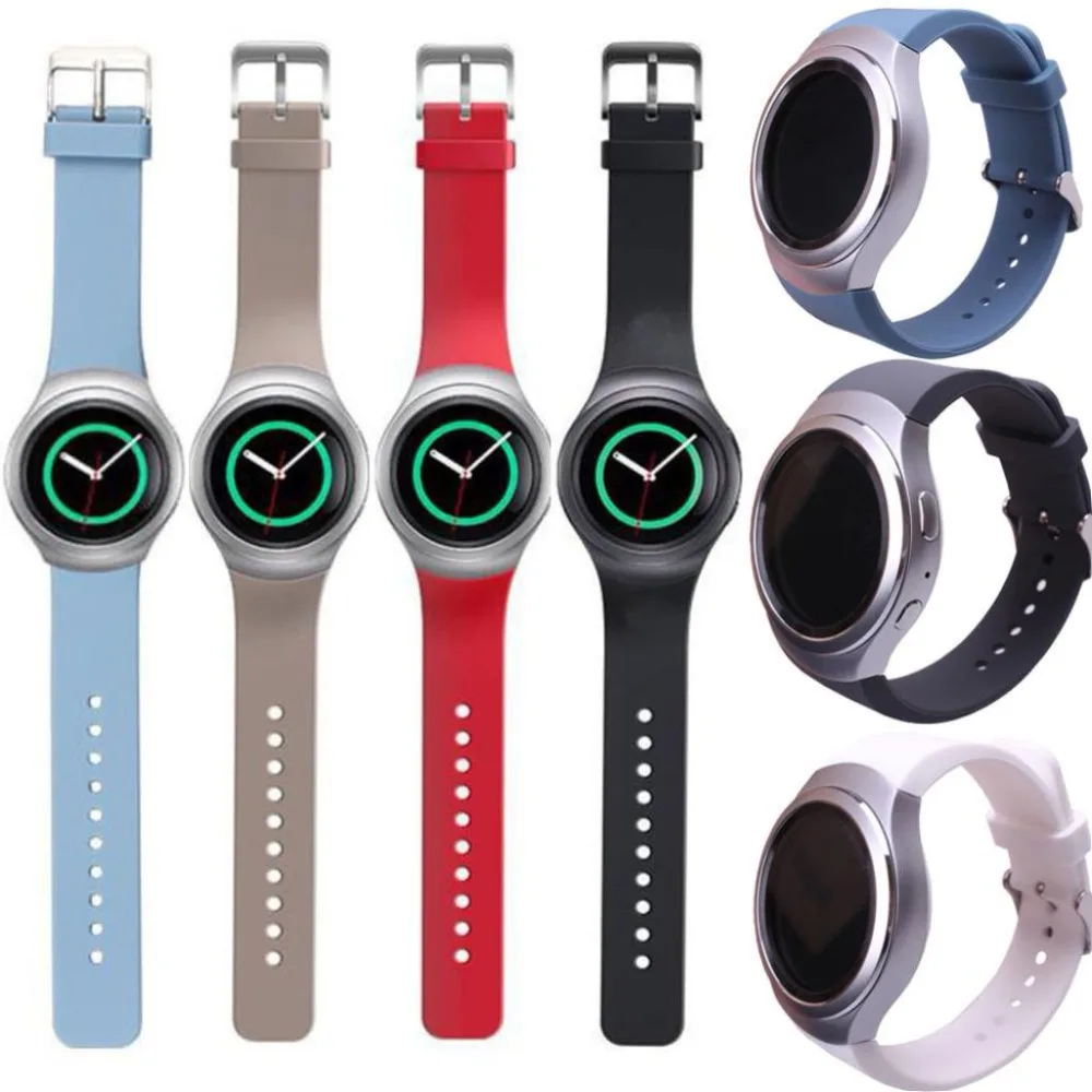 Сменный спортивный ремешок для часов Samsung Gear S2 R720 силиконовые однотонные | Смарт-аксессуары -4000858895228
