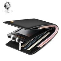 laorentou cow leather men short wallet casual genuine leather male wallet purse standard card holders wallets for men