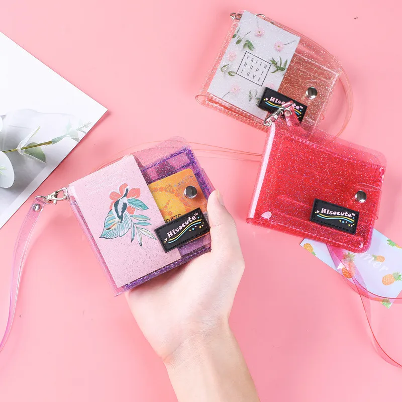 Новинка прозрачный кошелек женские маленькие кошельки Милые Складные на шнурке