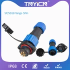 Водонепроницаемый разъем SD16 Flange-5Pin IP68, Панельное крепление, проводные кабельные разъемы, авиационный штекер и гнездо, светодиодный разъем