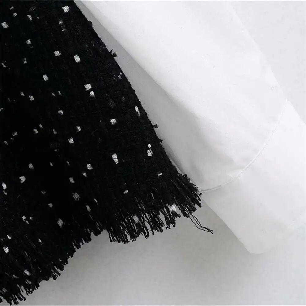 Женское твидовое платье поло с длинным рукавом V образным вырезом|Женские куртки|