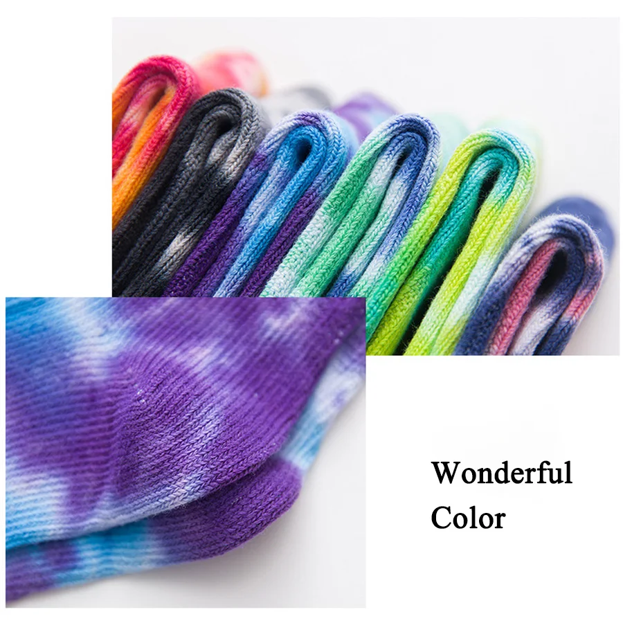 Замечательный Цвет женские носки изготовленные вручную тай-дай ремесло Фул на