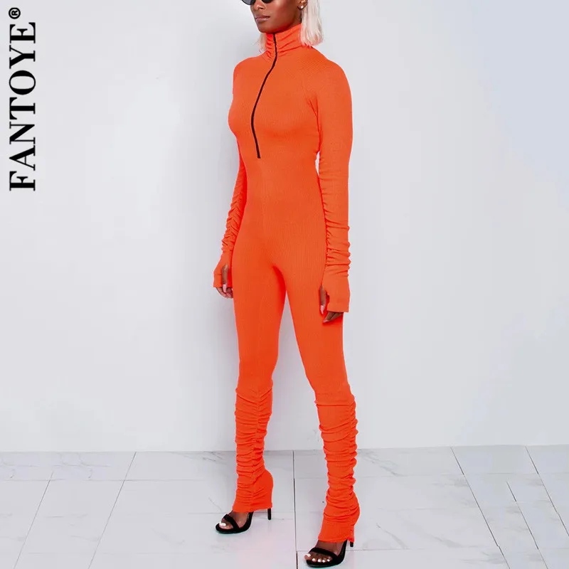 Женский Повседневный Облегающий комбинезон FANTOYE длинные брюки с высоким