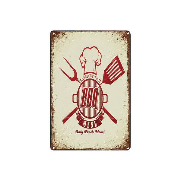 Подробные сведения о металлическая жестяная вывеска барбекю меню мяса Бар паб