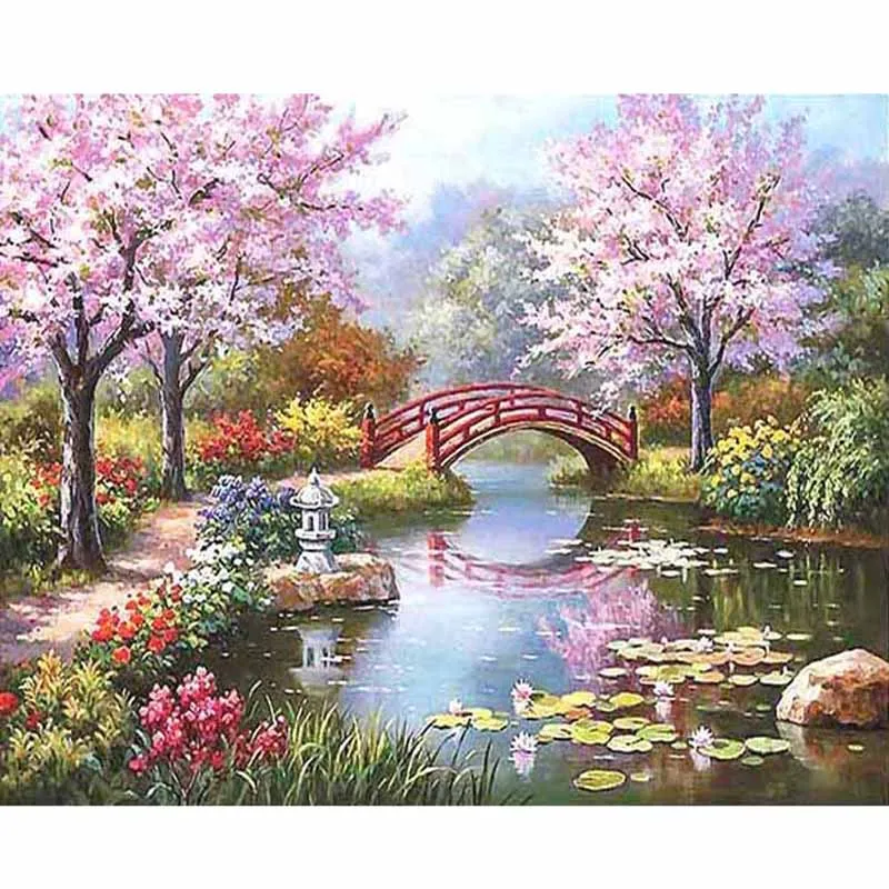 Рамка Fairyland Набор для рисования по номерам для взрослых уникальный подарок пейзаж акриловый Сделай Сам картина маслом на стене художественная картина рисование на холсте Раскраска по номерам Современное украшение дома