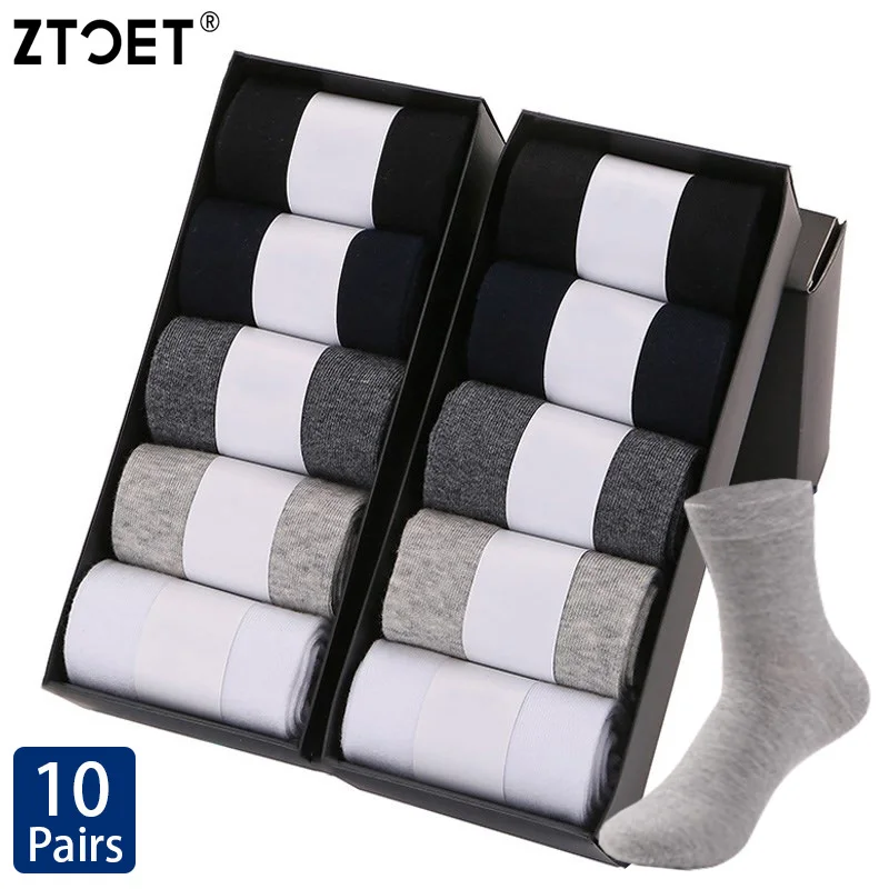 10Pairs Brand Men's Cotton Socks New Style Black Business Men Socks Soft Breathable High Quality Male Socks Plus Size (38-47)