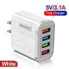 Портативное настенное зарядное устройство с 4 USB-портами, адаптер питания для Samsung, iPhone, Xiaomi