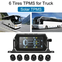 wireless solar tire pressure monitoring system digital lcd alarm with 6 external sensors car rv truck tpms