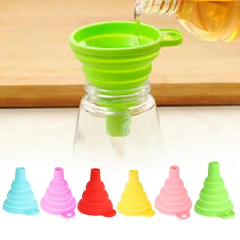 

1 Pcs Silicone Foldable Liquid Funnel Folding Portable Oil Honey Funnels Wine Collapsible Style Hopper Kitchen Mini Tool