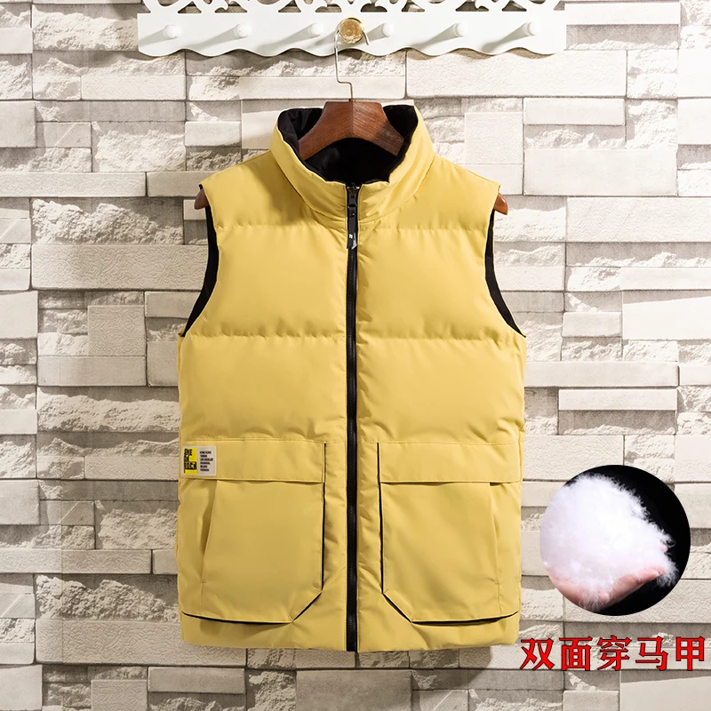 

Новый хлопковый жилет для мужчин на осень и зиму, утепленная двухсторонняя теплая куртка, уличная одежда, модный жилет на плечах