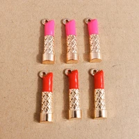 10pcs 933mm enamel sexy lipstick makeup charms for jewelry making fashion earrings pendants necklaces diy crafts accessories