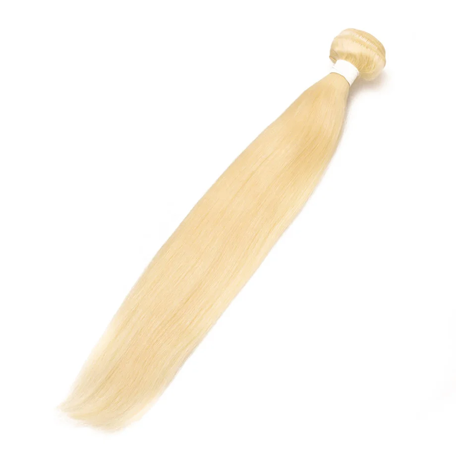 Блонд человеческие волосы пучки с закрытием бразильские Прямые 613 девственные