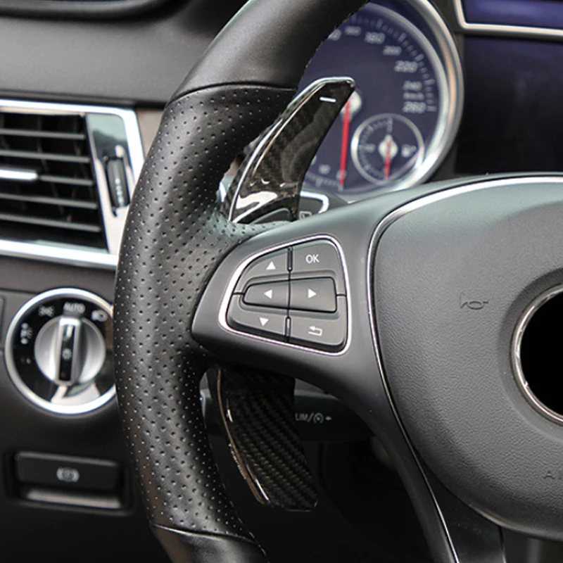 Цена CarManGo для Mercedes Benz GLE W166 Coupe C292 2016-2018, автомобильный переключатель рулевого колеса, весло, углеродное волокно, наклейка, крышка, отделка